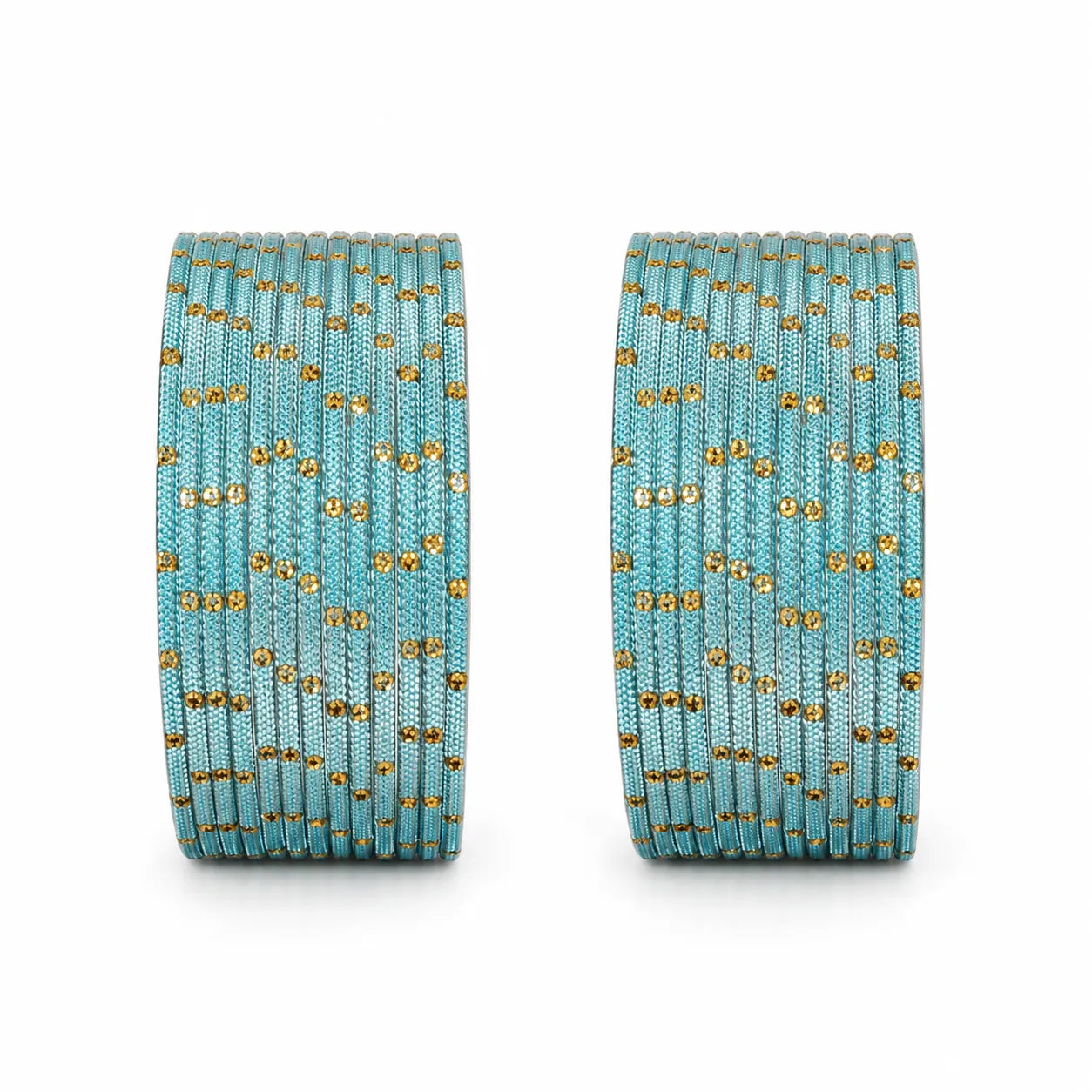 Agni Metal Bangles Size 2.10 - Set of 24 - Aqua Blue-Global Food Hub