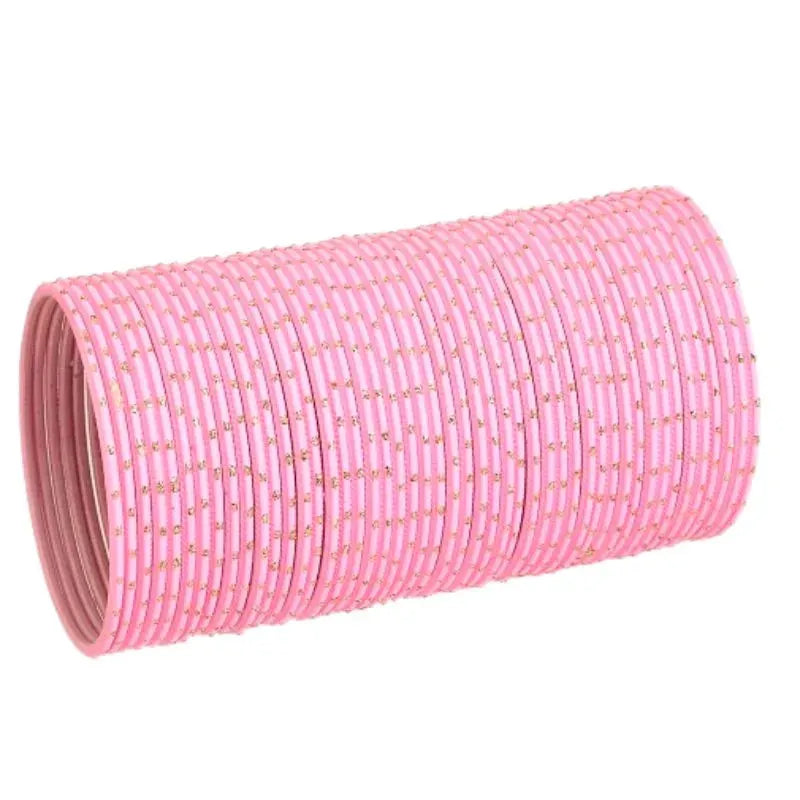 Agni Metal Bangles Size 2.10 - Set of 24 - Baby Pink-Global Food Hub