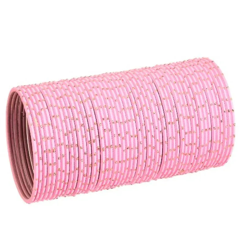 Agni Metal Bangles Size 2.10 - Set of 24 - Light Baby Pink-Global Food Hub