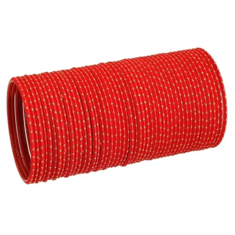 Agni Metal Bangles Size 2.10 - Set of 24 - Red-Global Food Hub
