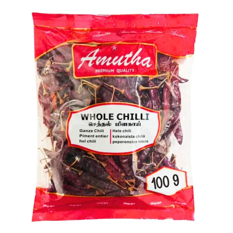 Amutha Dried Red Chilli With Stem - 100g-Global Food Hub