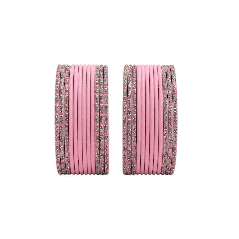 Anmol Kids Bangles Set of 24 - Baby Pink- Size 2.00-Global Food Hub