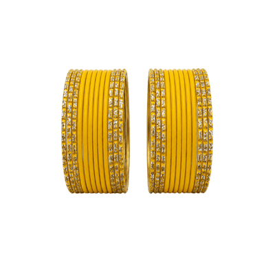 Anmol Kids Bangles Set of 24 - Yellow- Size 1.14-Global Food Hub