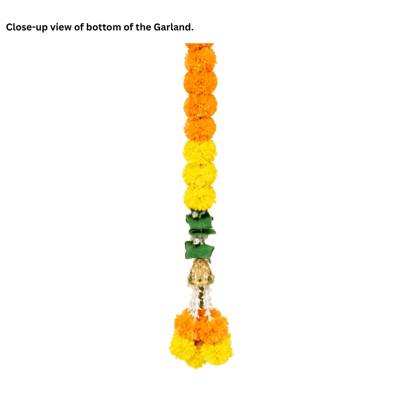 Artificial Garland 1 Pc - Orange and Yellow with Golden Bell and Flowers-Global Food Hub