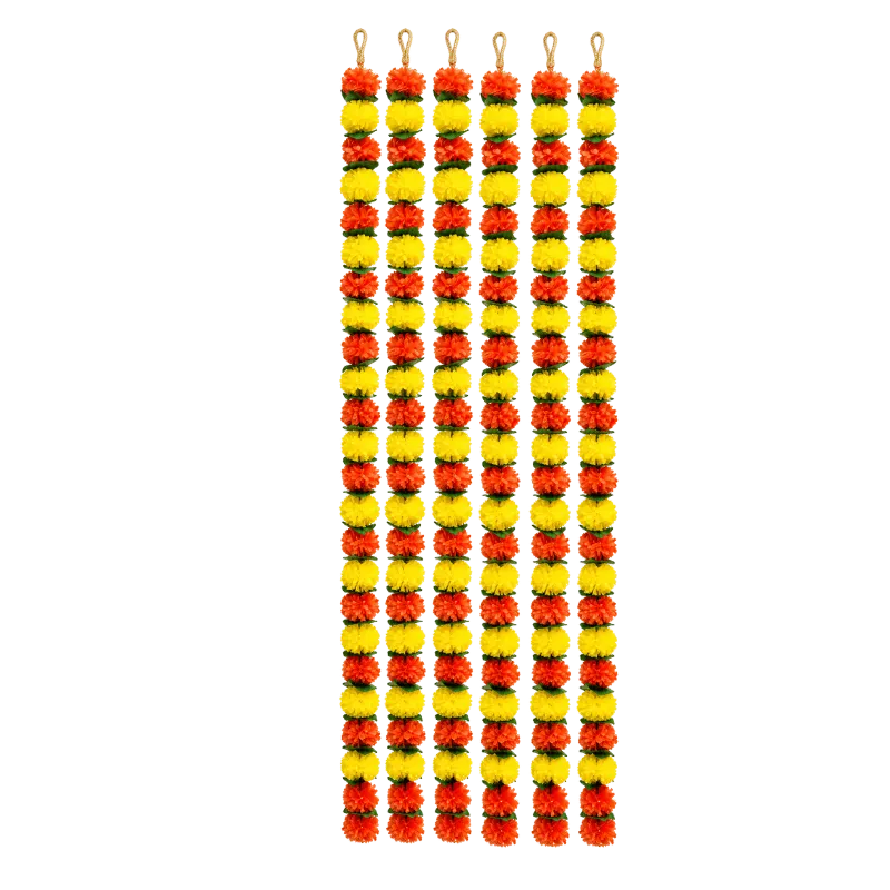 Artificial Garland 1 Pc - Yellow and Light Orange with Leaf-Global Food Hub