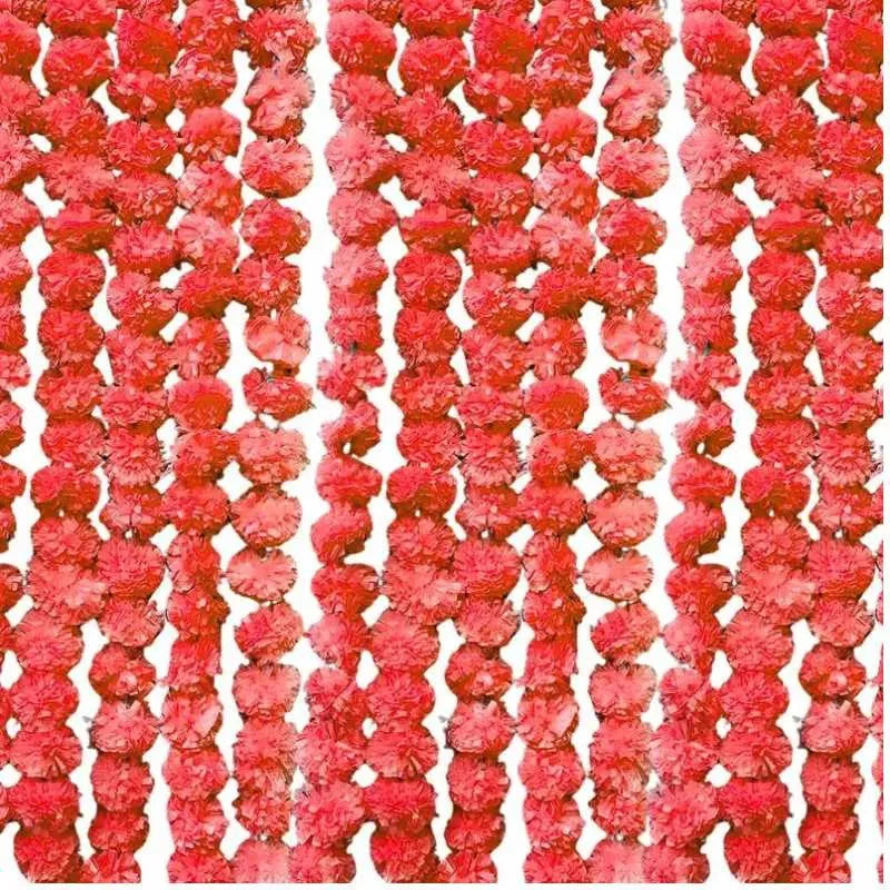 Artificial Marigold Garland 1 Pc - Red-Global Food Hub