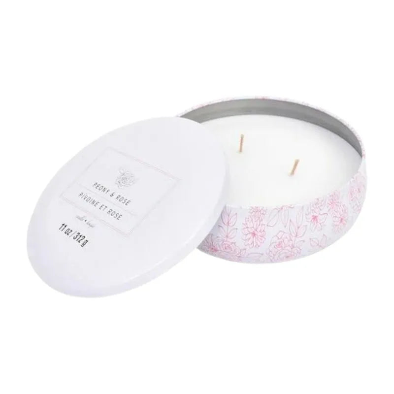 Ashland Home Fragrance 3-wick Tin Candles Peony & Rose - 312g-Global Food Hub