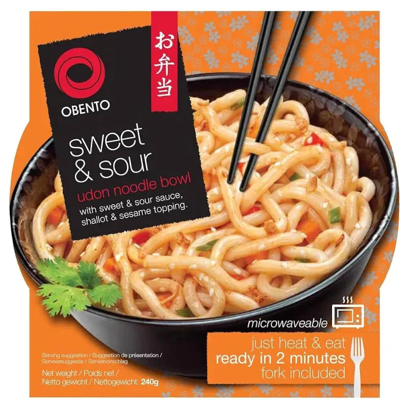 Best Before 10 Sept '25 - Obento Sweet & Sour Udon Noodle Bowl - 240g-Global Food Hub