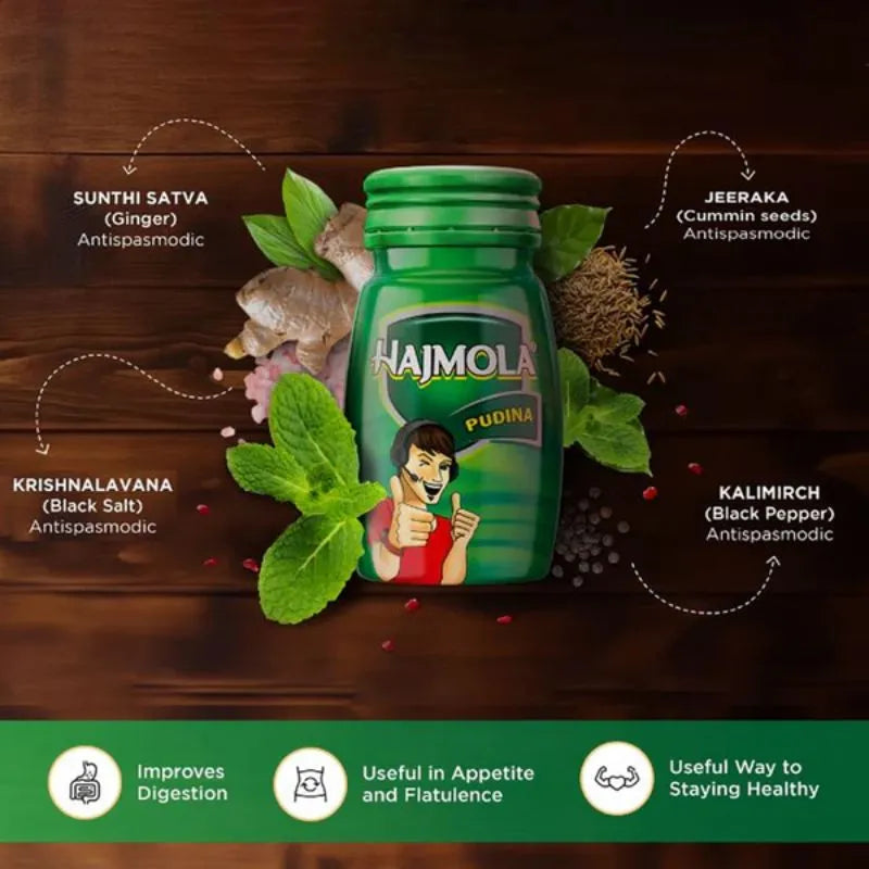 Best Before 30 November'25 Dabur Hajmola Pudina - 120 tablets / 66g-Global Food Hub
