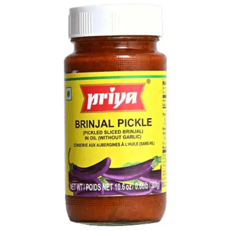 Best Before September '25 - Priya Brinjal Pickle Without Garlic - 300g-Global Food Hub