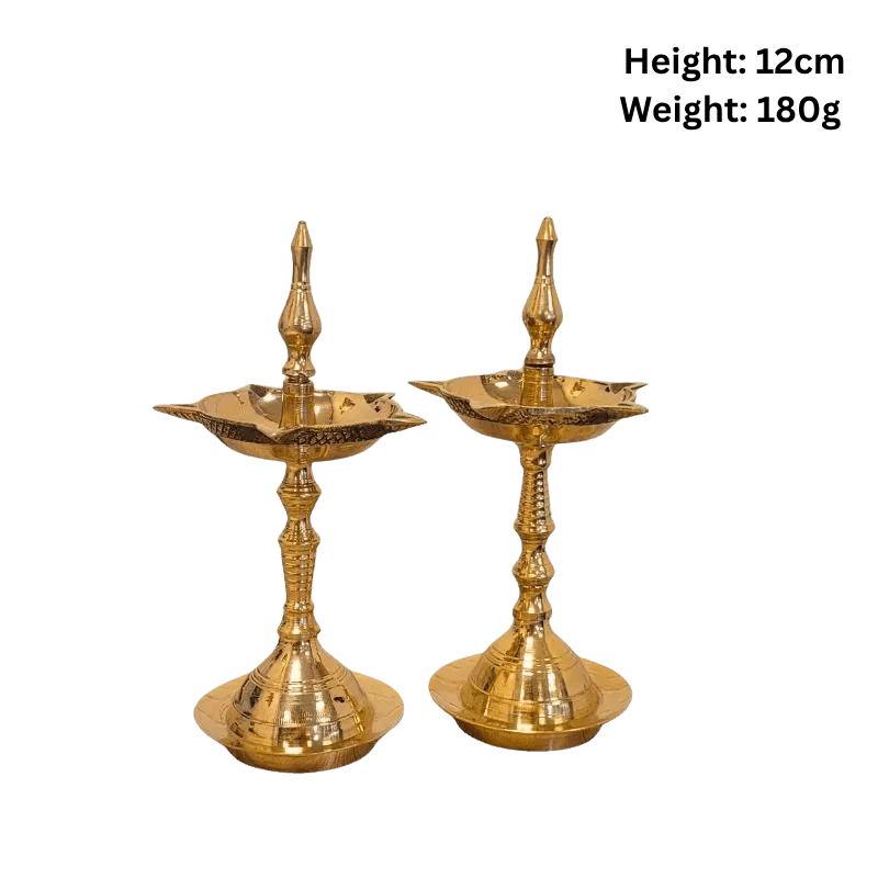 Brass Fancy Kerala Diya Set-Global Food Hub