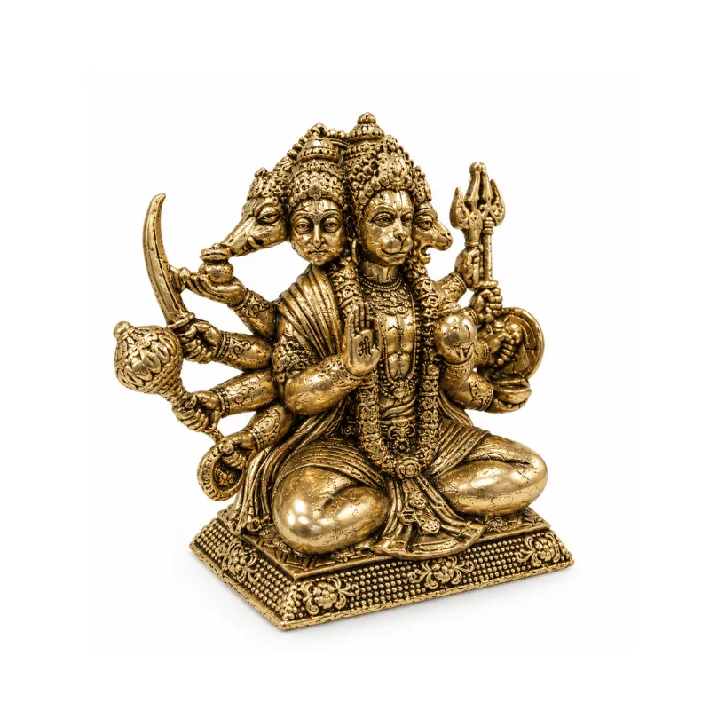 Brass Panchmukhi Hanuman M Miniature Statue-Global Food Hub