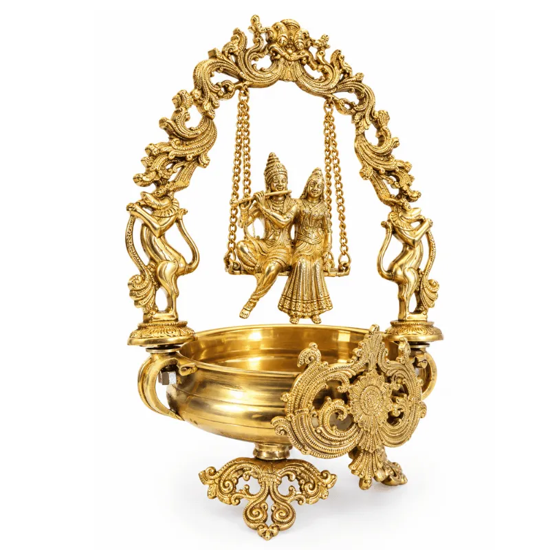 Brass Radha Krishna Jhula/ Swing With Uruli-Global Food Hub