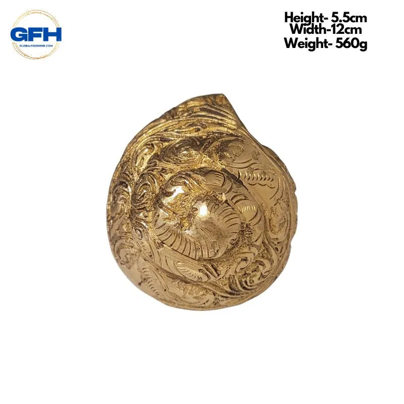 Brass Shankh (Conch) With Ganesh Carving-Global Food Hub