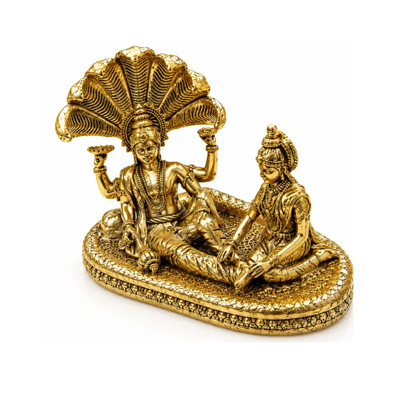 Brass Vishnu Lakshmi XS Statue-Global Food Hub
