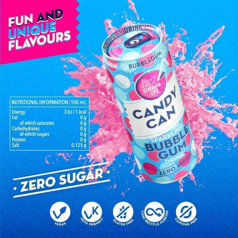 Candy Can Bubble Gum Zero Sugar - 330ml-Global Food Hub