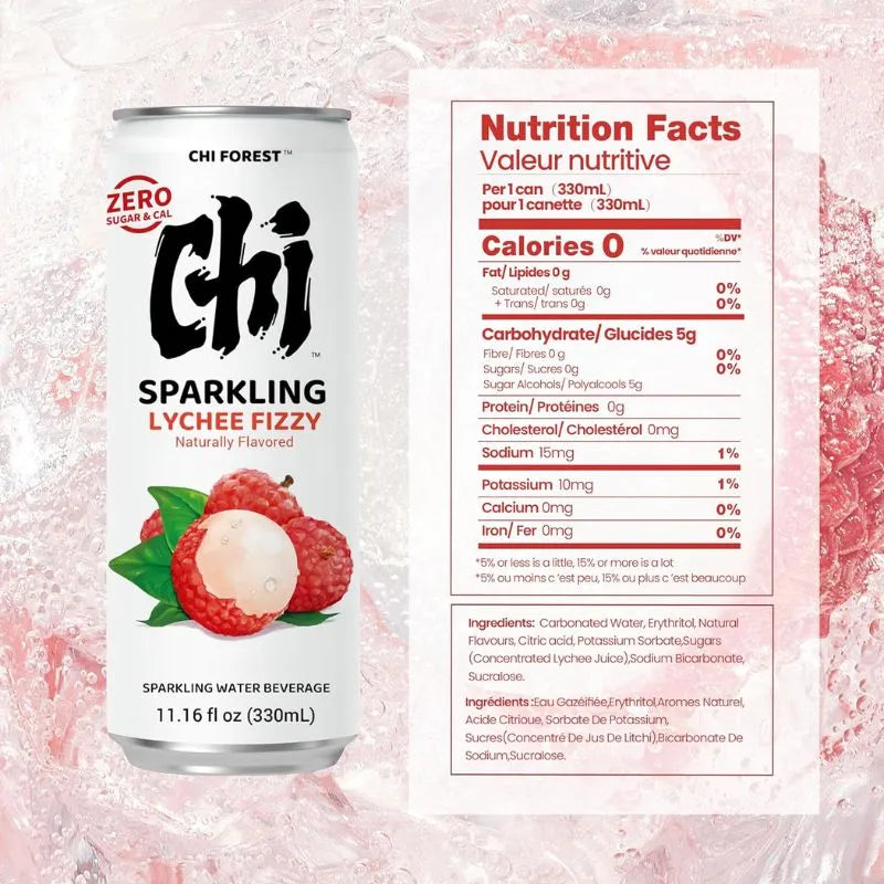 Chi Forest Sparkling Water Lychee Fizzy - 330ml-Global Food Hub