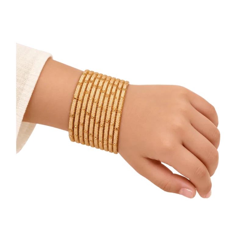 Clara Kids Bangles Set of 24 - Golden - Size 2-Global Food Hub