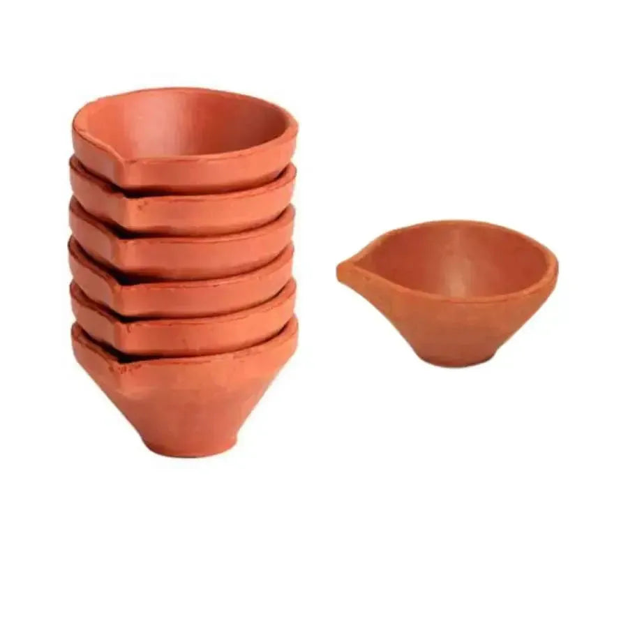 Clay Plain Diya- Pack of 6 - 3 inch-Global Food Hub