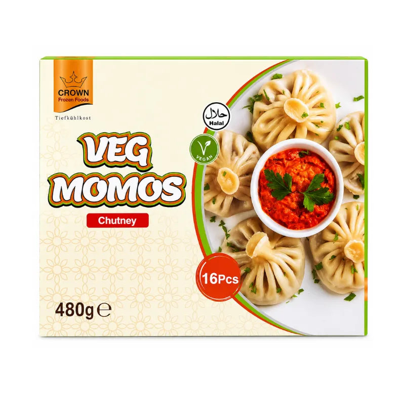 Crown Frozen Veg Momos 16pcs- 480g-Global Food Hub