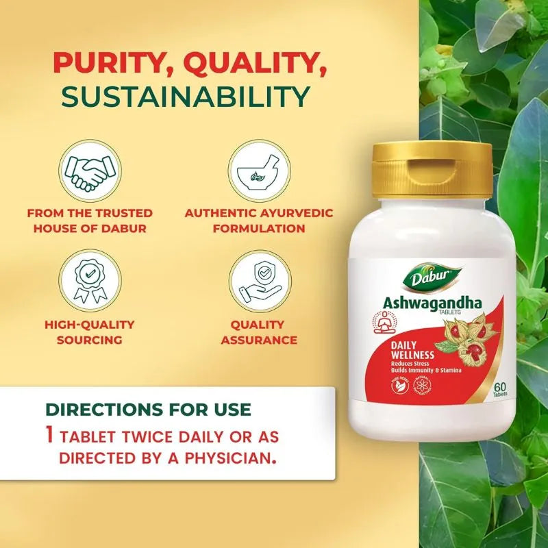 Dabur Ashwagandha Tablet - 60 Tablets-Global Food Hub