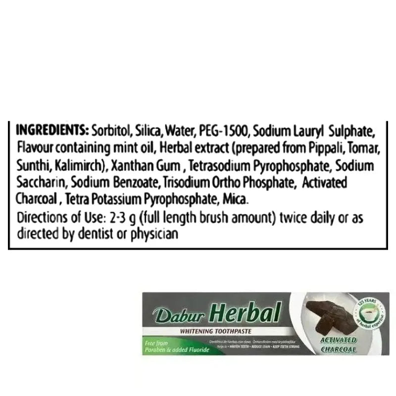 Dabur Herbal charcoal toothpaste - 100ml-Global Food Hub
