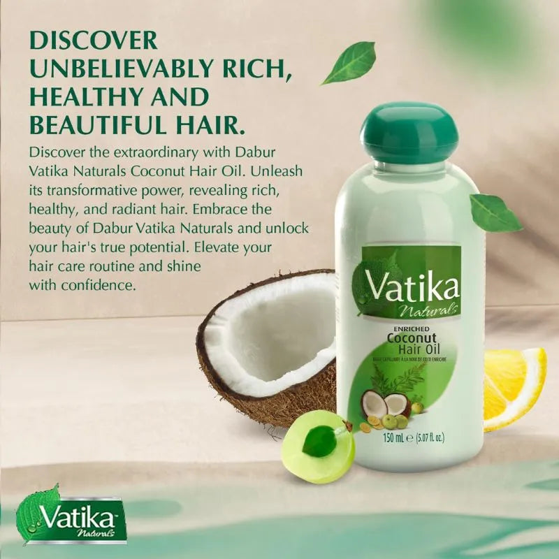 Dabur Vatika Enriched Coconut Hair Oil - 150ml-Global Food Hub