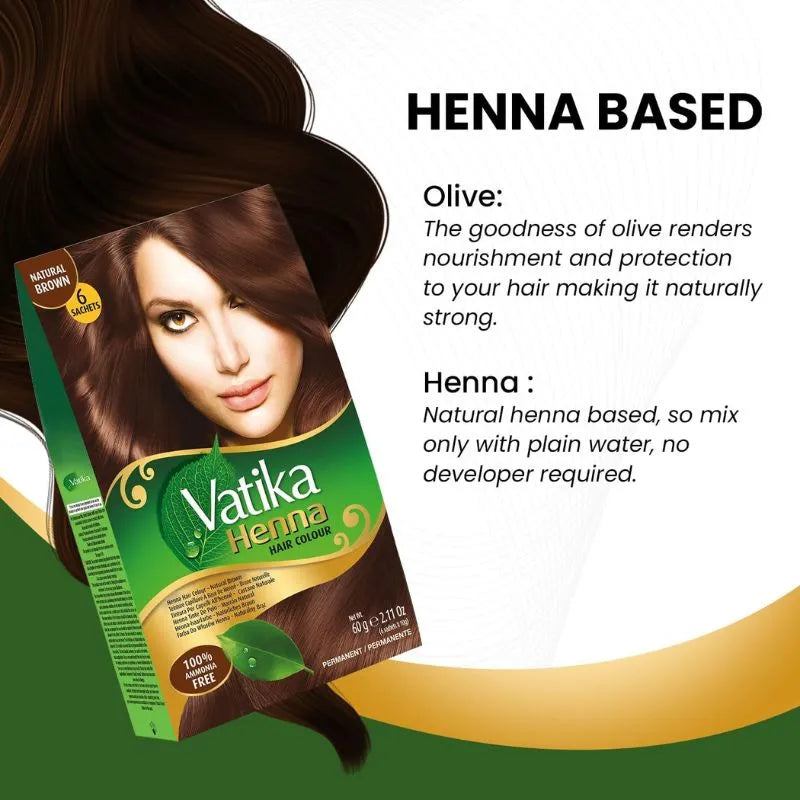 Dabur Vatika Henna Hair Color Natural Brown - 60g-Global Food Hub