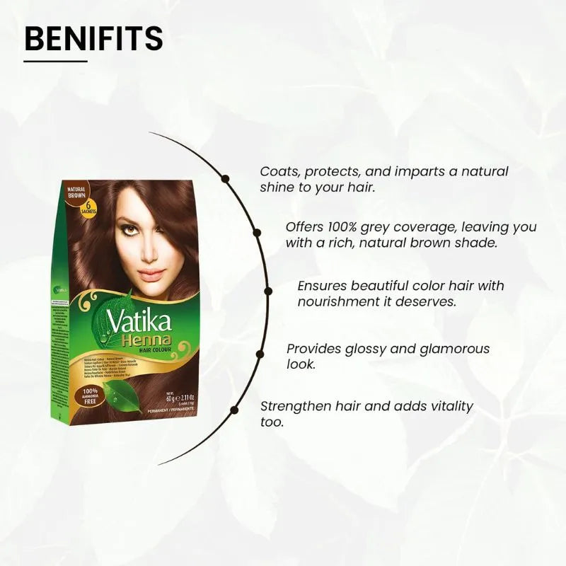Dabur Vatika Henna Hair Color Natural Brown - 60g-Global Food Hub
