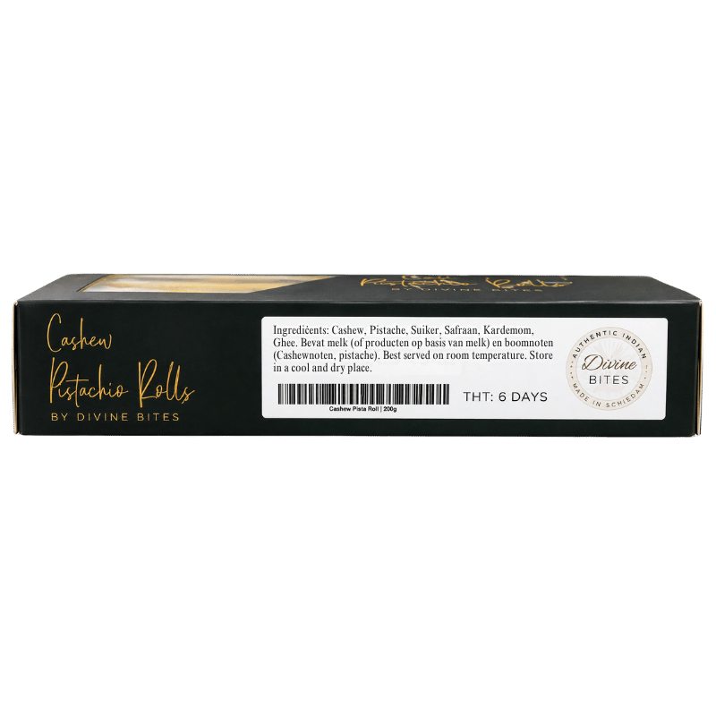 Divine Bites - Premium Fresh Mithai 200g - Cashew Pistachio Rolls 6pcs-Global Food Hub