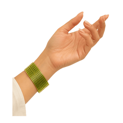 Elena Adults Bangles Set of 24 - Lime Green - Size 2.80-Global Food Hub