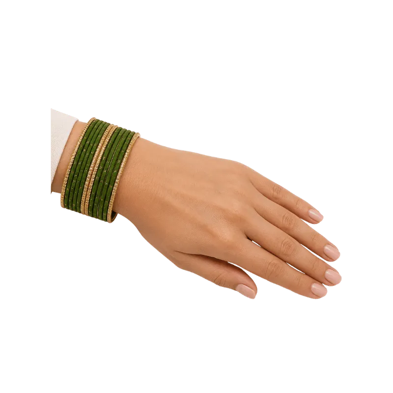 Eva Adults Bangles Set of 24 - Olive Green - Size 2.10-Global Food Hub