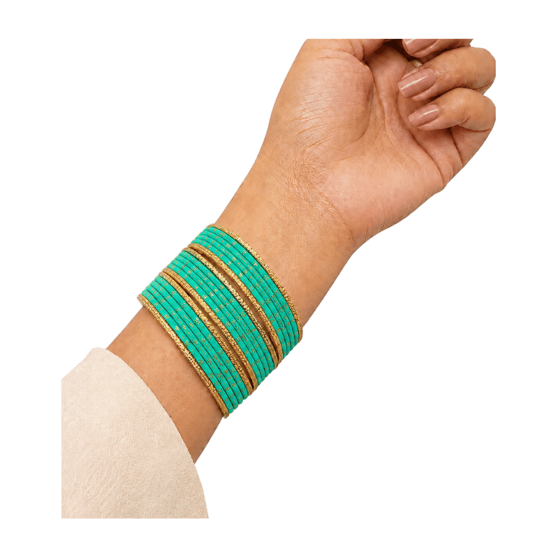 Eva Adults Bangles Set of 24 - Turquoise Green - Size 2.8-Global Food Hub