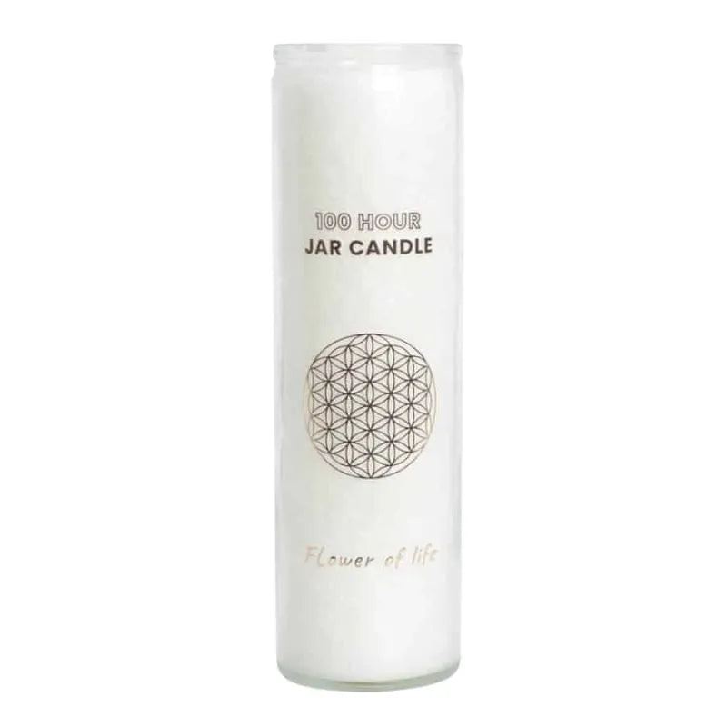 Fair Trade Flower of Life Stearine Candle in Glass – White-Global Food Hub