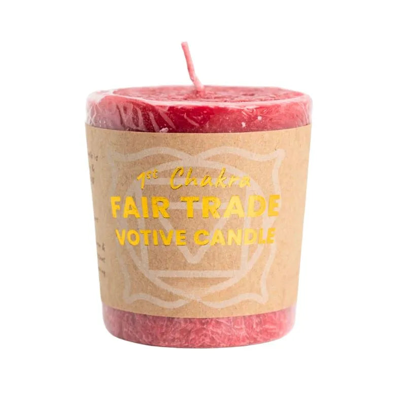 Fair Trade Votive Root Chakra Candle – Red (10 Hours Burning Time)-Global Food Hub