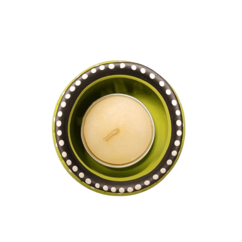 Fancy Clay Diya with Tea Candle CL-56-Global Food Hub