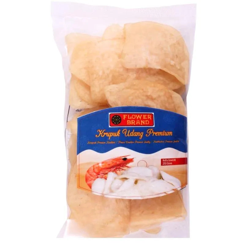 Flower Brand Krupuk / Kroepoek Udang Premium Ongebakken - 250g-Global Food Hub