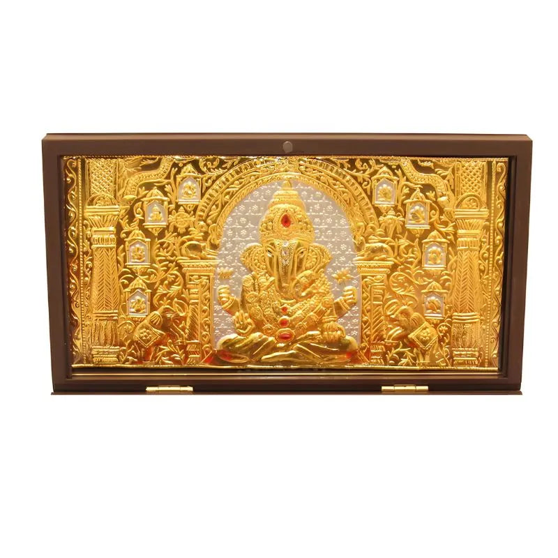 Ganesh Photo Frame With Charan Paduka Gift Set-Global Food Hub