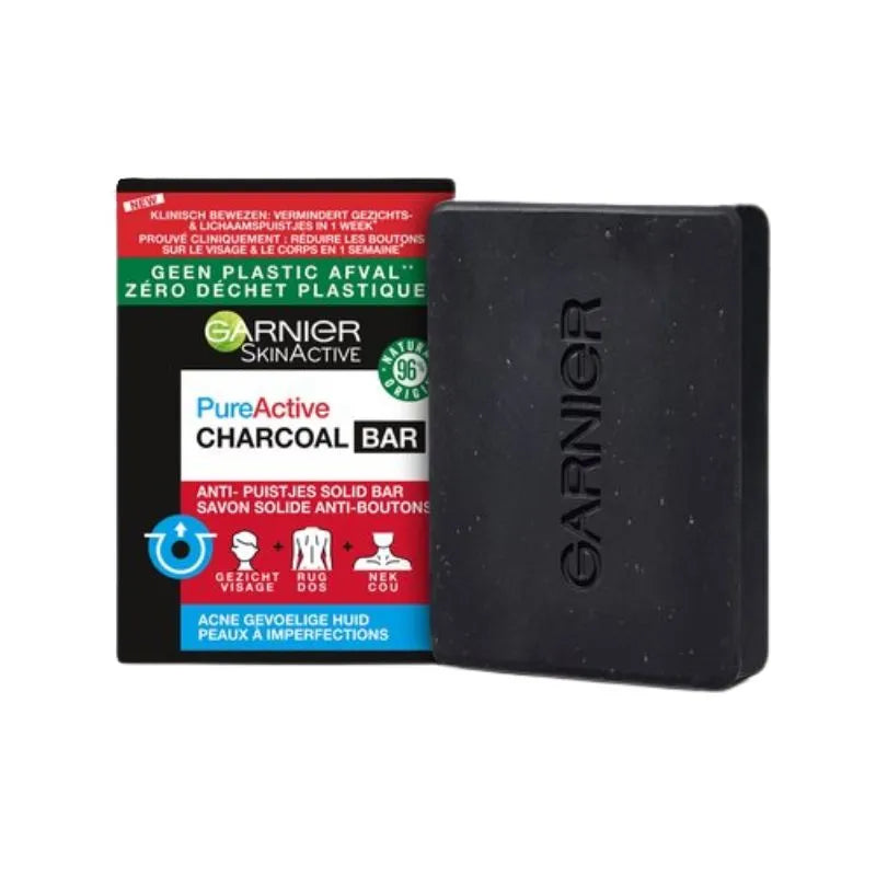 Garnier Pure Active Charcoal Solid Bar Cleanser - 100g-Global Food Hub