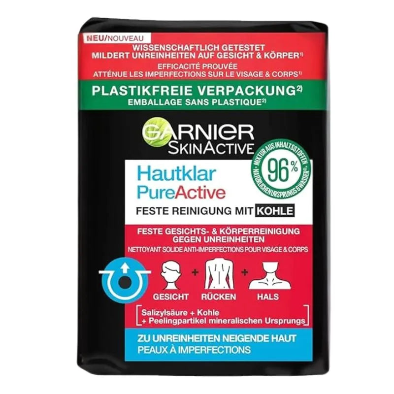 Garnier Pure Active Charcoal Solid Bar Cleanser - 100g-Global Food Hub
