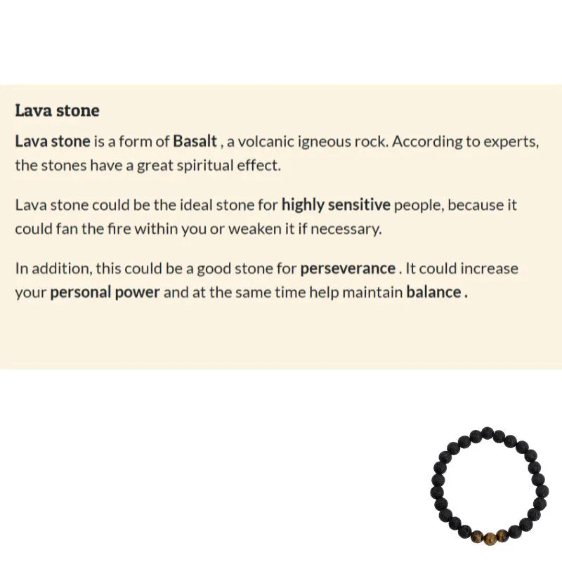 Gemstone Bracelet Men Large Tiger Eye & Lava Stone (8mm, 21 cm)-Global Food Hub