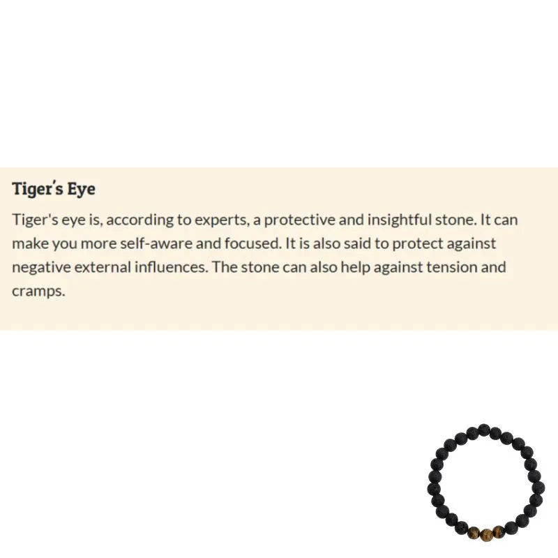 Gemstone Bracelet Men Large Tiger Eye & Lava Stone (8mm, 21 cm)-Global Food Hub