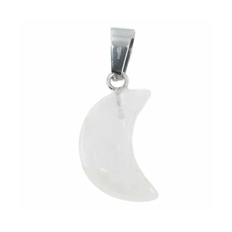 Gemstone Pendant Rock Crystal Moon-Global Food Hub