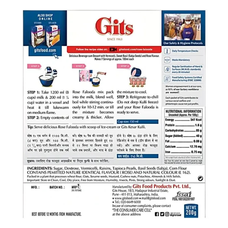 Gits Rose Falooda Mix - 200g-Global Food Hub