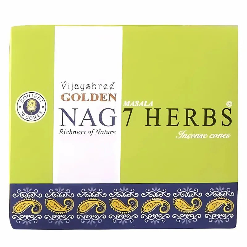 Golden Nag 7 Herbs Incense Cones - 10 Cones-Global Food Hub