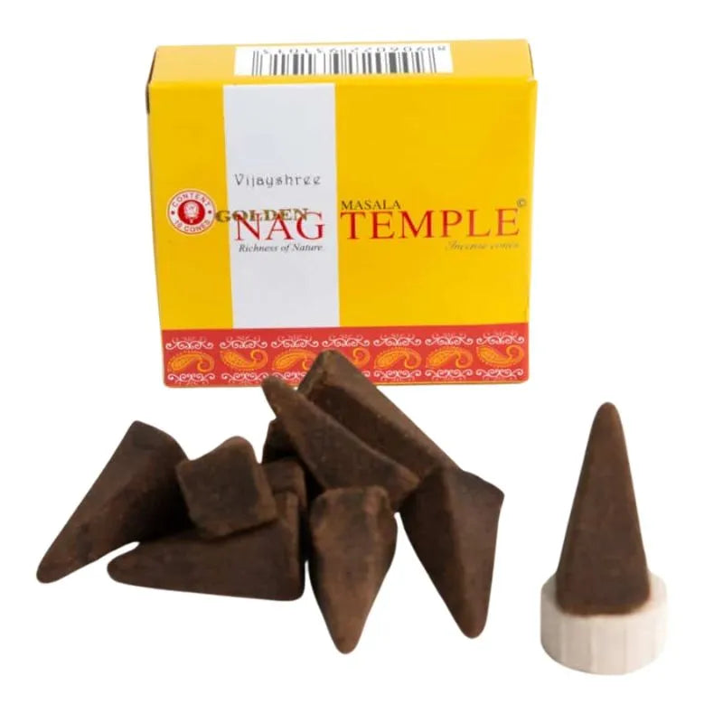 Golden Nag Temple Incense Cones - 10 Cones-Global Food Hub