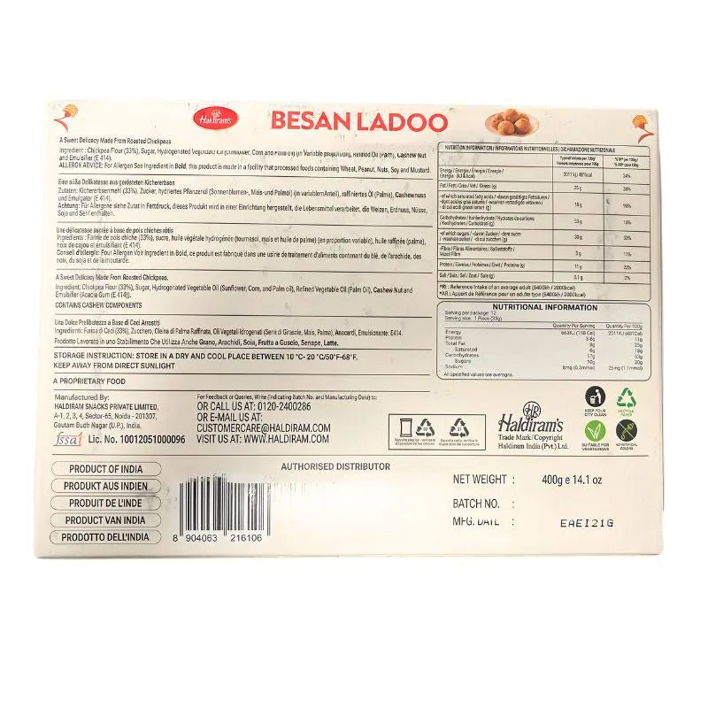 Haldiram's - Besan Ladoo 400g-Global Food Hub