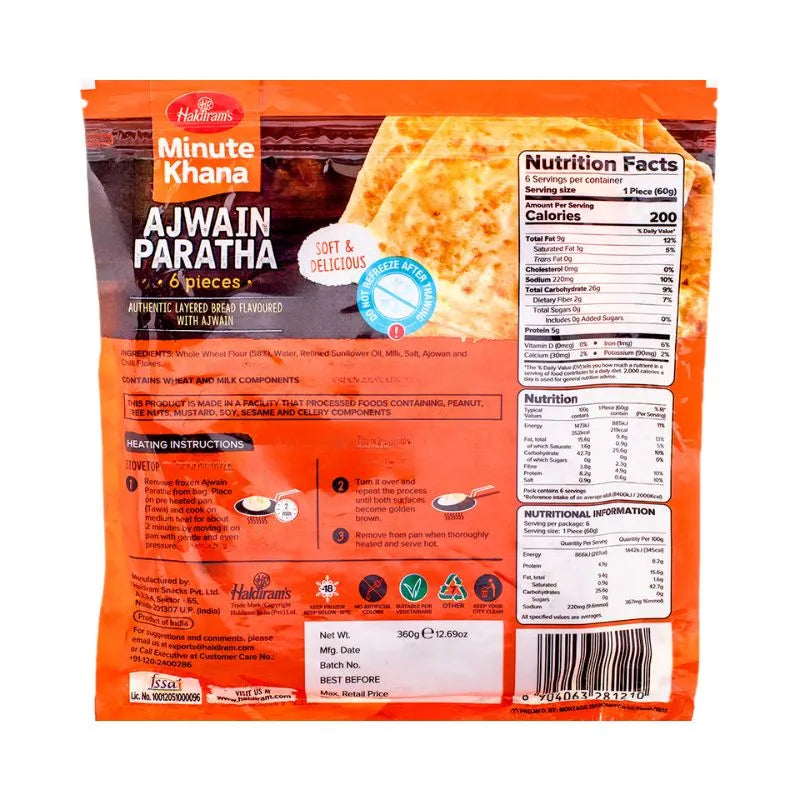 Haldiram's - Frozen Ajwain Paratha 360g-Global Food Hub