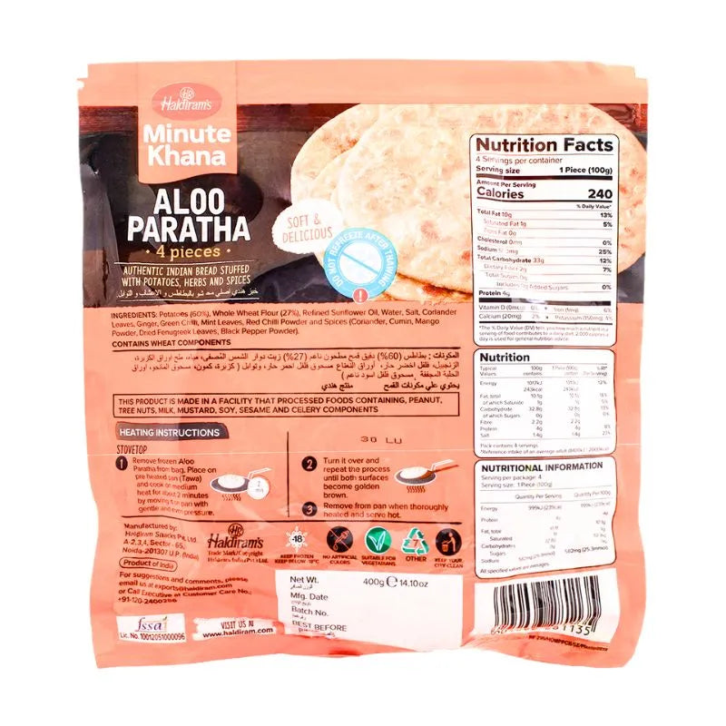Haldiram's - Frozen Aloo Paratha 400g-Global Food Hub
