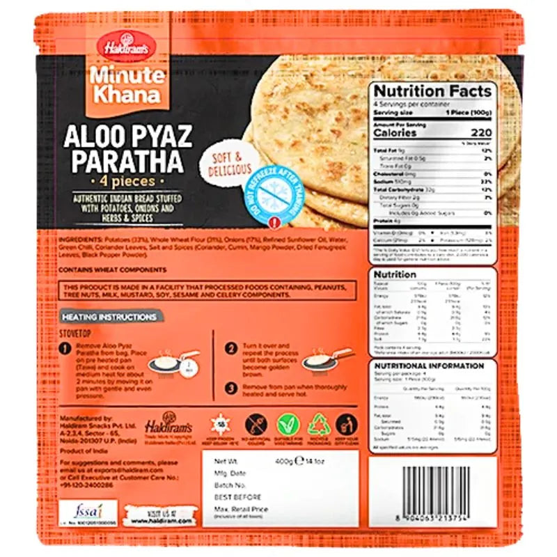 Haldiram's - Frozen Aloo Pyaz Paratha 400g-Global Food Hub